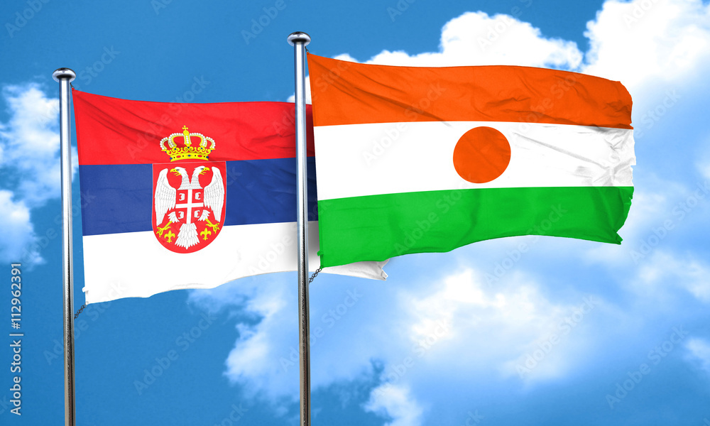 Serbia flag with Niger flag, 3D rendering Serbia flag with Niger flag, 3D rendering
