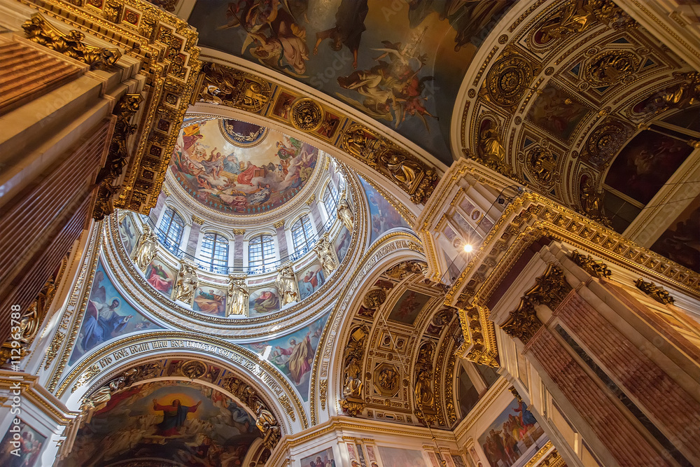 Interior of St. Isaac's Orthodox Cathedral in Saint Petersburg,