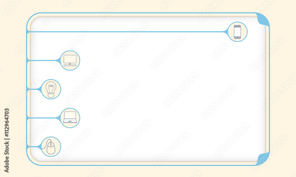 Simple blue boxes to fill your text and different icons Simple blue boxes to fill your text and different icons