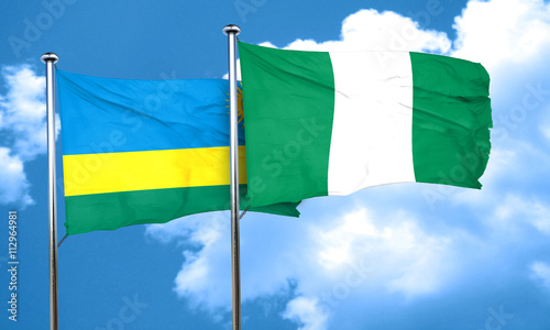 Rwanda flag with Nigeria flag  3D rendering