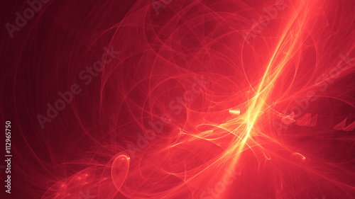 glowing red curved lines over dark Abstract Background space universe. Illustration.