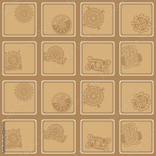 Seamless background with American Indians relics dingbats characters for your design
