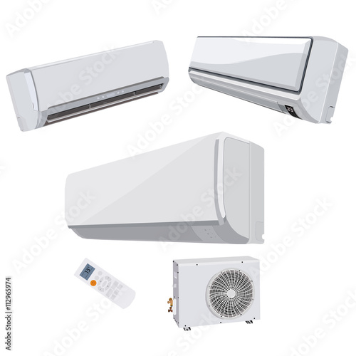 Air conditioner system on white background. Vector illustration