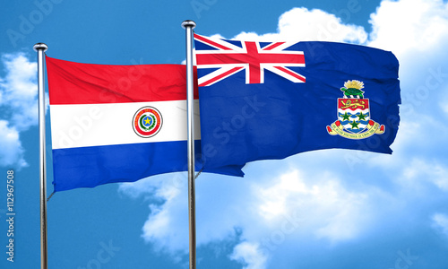 Paraguay flag with Cayman islands flag, 3D rendering photo