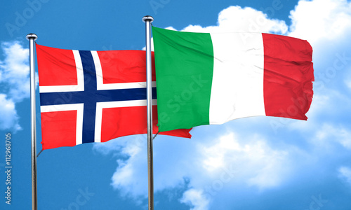 norway flag with Italy flag, 3D rendering