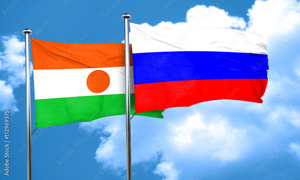 niger flag with Russia flag, 3D rendering niger flag with Russia flag, 3D rendering