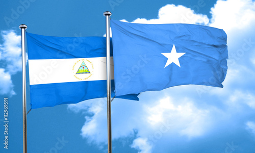 nicaragua flag with Somalia flag, 3D rendering