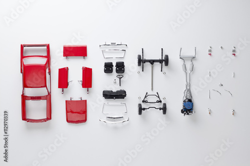 Parts of a model car
