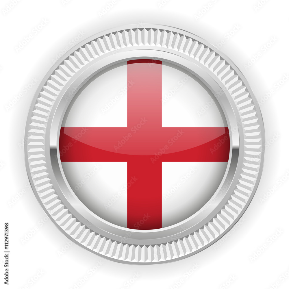Fototapeta premium Runder Button mit englische Flagge und silber Rand