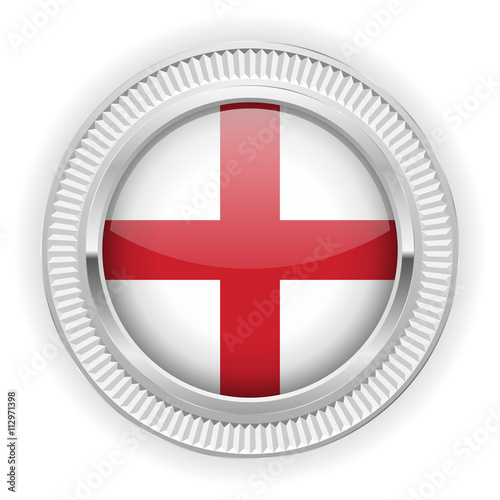 Runder Button mit englische Flagge und silber Rand