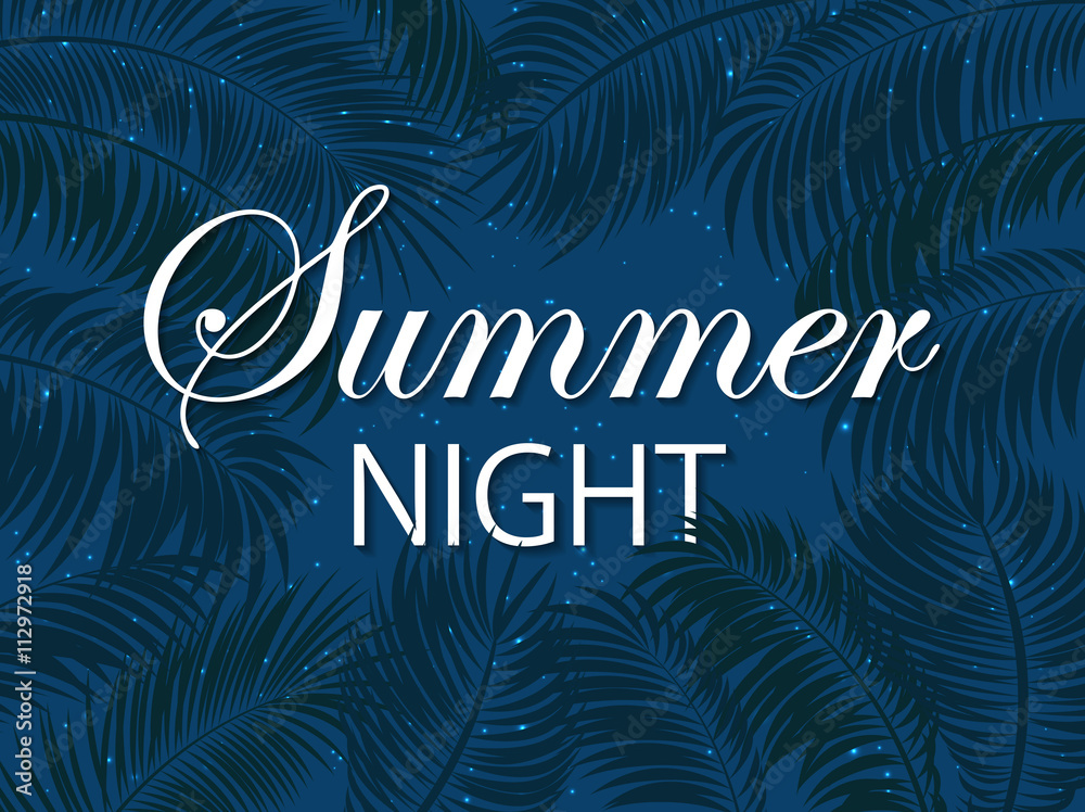 Obraz premium Summer night with palm leaves