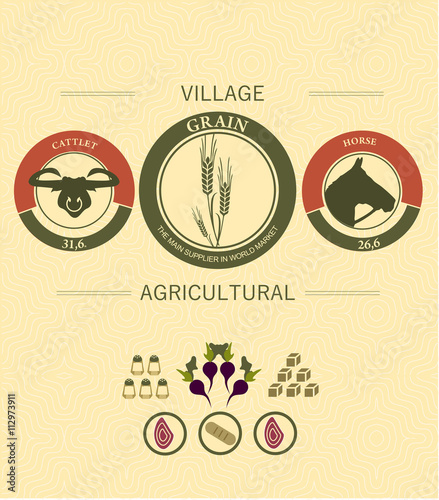 Vintage infographics farming and harvest