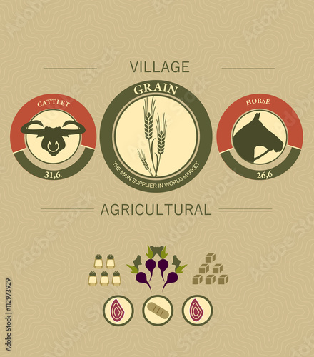 Vintage infographics farming and harvest