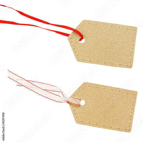 Cardboard labels on red and...