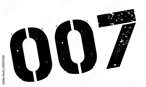 Zero zero seven black rubber stamp on white