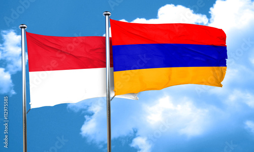 monaco flag with Armenia flag  3D rendering
