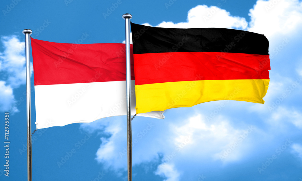 monaco flag with Germany flag, 3D rendering monaco flag with Germany flag, 3D rendering