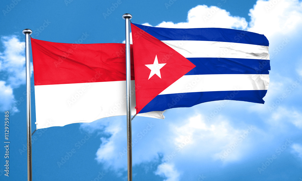 monaco flag with cuba flag, 3D rendering monaco flag with cuba flag, 3D rendering