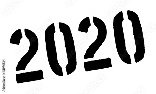 2020 black rubber stamp on white