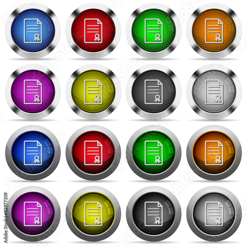 Certificate document glossy button set