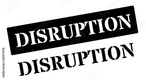 Disruption black rubber stamp on white