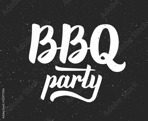 BBQ party logo. Barbeque text lettering label