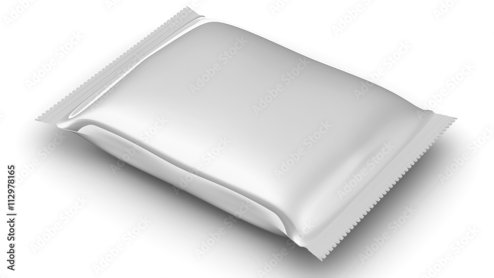 Flexible consumer packaging. Sealed package from a polymeric film. Model of consumer packaging Flexible consumer packaging. Sealed package from a polymeric film. Model of consumer packaging