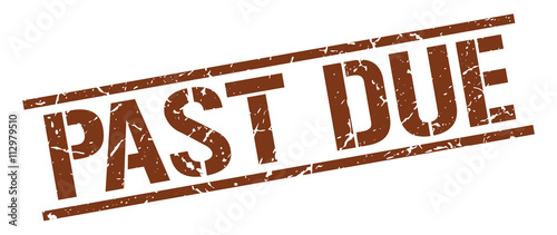 past due brown grunge square vintage rubber stamp