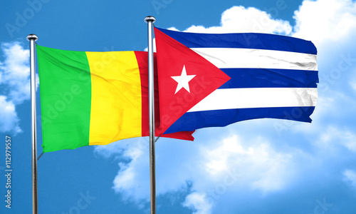 Mali flag with cuba flag  3D rendering