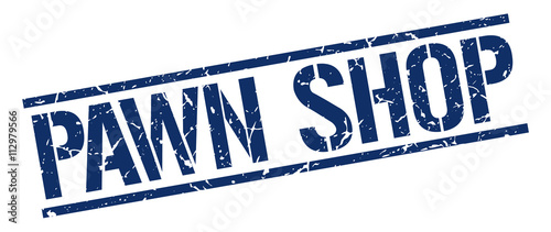 pawn shop blue grunge square vintage rubber stamp
