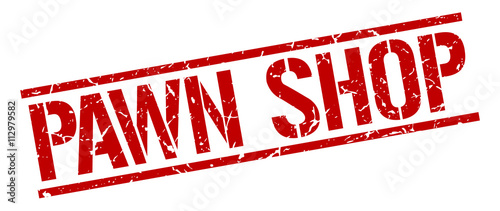 pawn shop red grunge square vintage rubber stamp