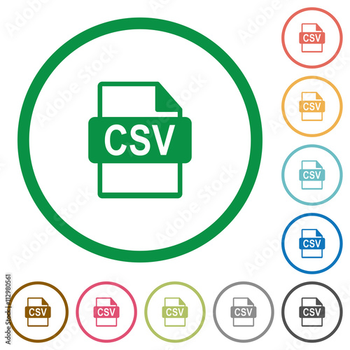 CSV file format outlined flat icons