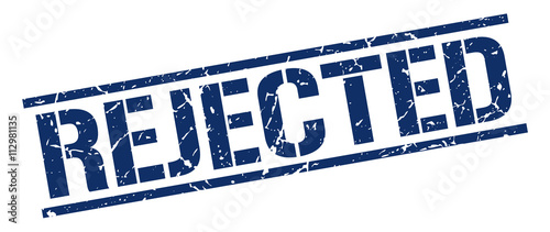 rejected blue grunge square vintage rubber stamp
