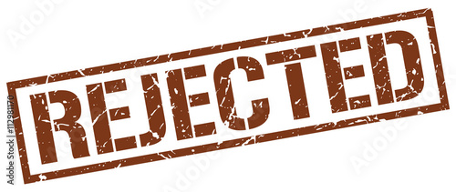 rejected brown grunge square vintage rubber stamp
