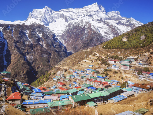 Canvas Print Namche Bazaar village on the way to Everest Base Camp in the Khumbu Region of Nepal