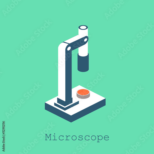 The microscope for a more detailed study. Vector isometric illus