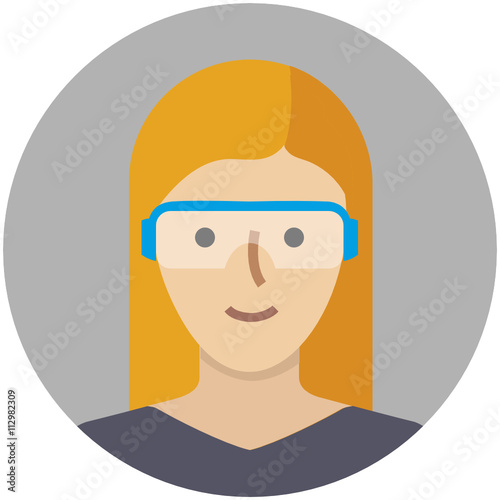 Scientist Avatar Female . Modern minimalistic design.