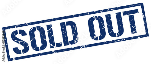 sold out blue grunge square vintage rubber stamp