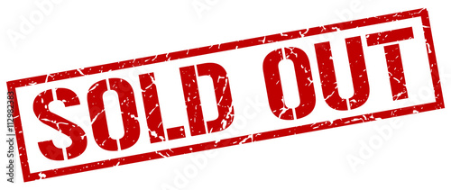 sold out red grunge square vintage rubber stamp