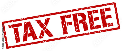 tax free red grunge square vintage rubber stamp