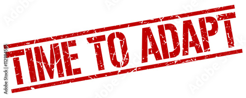 time to adapt red grunge square vintage rubber stamp