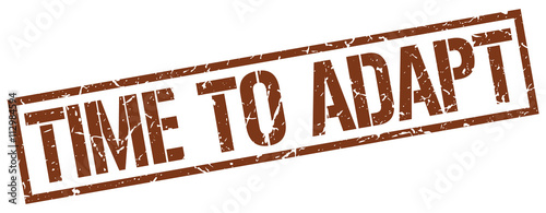 time to adapt brown grunge square vintage rubber stamp