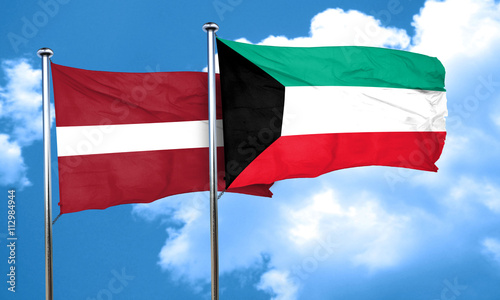Latvia flag with Kuwait flag, 3D rendering Free Download Latvia flag with Kuwait flag, 3D rendering - GFXLoad