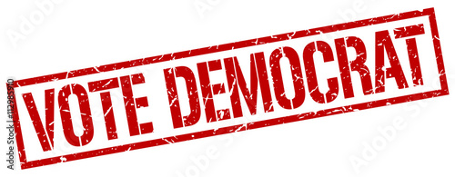 vote democrat red grunge square vintage rubber stamp