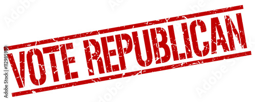 vote republican red grunge square vintage rubber stamp