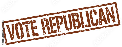vote republican brown grunge square vintage rubber stamp