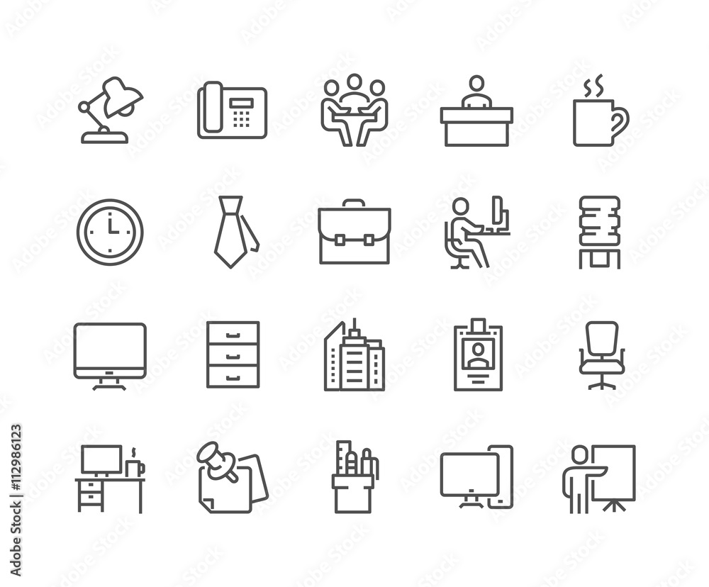 Fototapeta premium Line Office Icons