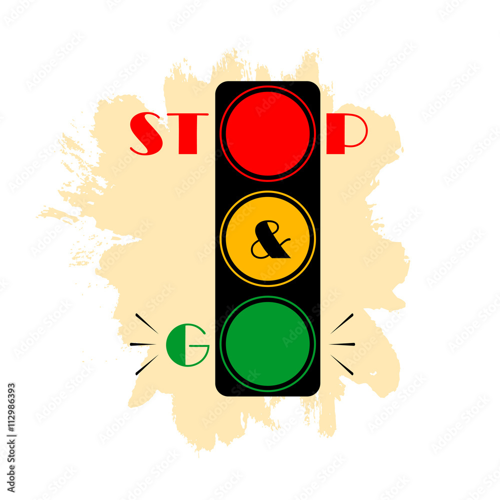Traffic light. Stop and go. Red, yellow, green light traffic sig Stock  Vector