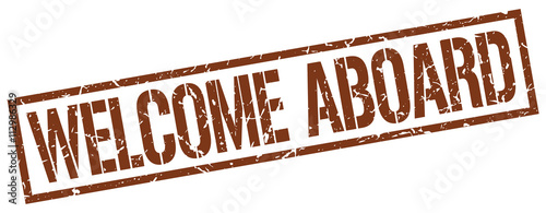 welcome aboard brown grunge square vintage rubber stamp