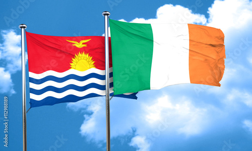 Kiribati flag with Ireland flag, 3D rendering